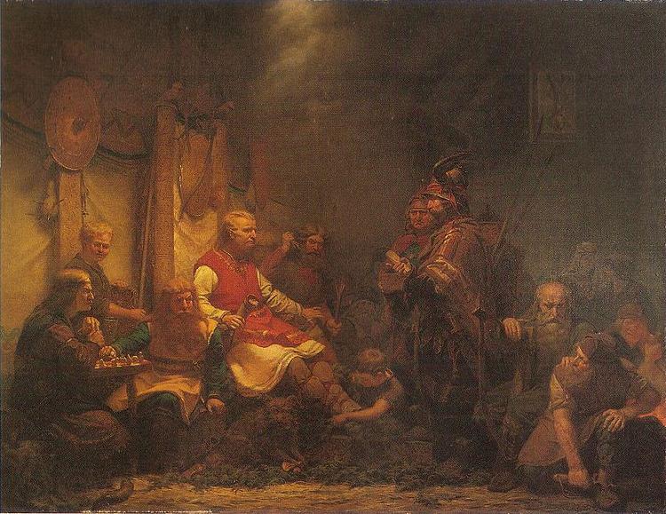 august malmstrom King Ella's messengers before Ragnar Lodbrok's sons France oil painting art